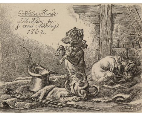 Klein, Johann Adam: (1792 Nürnberg - 1875 München). Zum Neuen Jahr. 4 Radierungen. 9 x 7 cm - 10 x 10 cm. 1817, -19, -21, -31