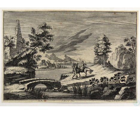 Balzer, Johann: (1738 Kukus/Böhmen - Prag 1799). Maria mii dem Jesusknaben auf einem Esel reitend inmitten einer phantastisch