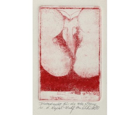 Sammlung: von 3 Radierungen, 2 Lithographien. 10 x 7 - 25,7 x 17,6 cm. 20. Jhdt.  ╔Darunter:╗Wolfgang Schlick, Probedruck. 19