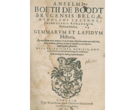 Boodt,A.B.de.: Gemmarum et lapidum historia, qua non solum ortus, natura, vis et precium, sed etiam modus quo exiis, olea, fa