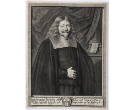 Hosennestel, Abraham.: Bürgermeister von Augsburg. Kupferstich v. Bartholome Kilian n. Johan Ulrich Mayr. Vor 1696. Blgr. 29,