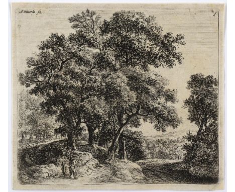 Waterloo, Anthonie: (um 1610 Lille - Utrecht 1690). Landschaft mit Jungen und ihren Hunden. Aus: Landschaften (6 Bl.). -  Das