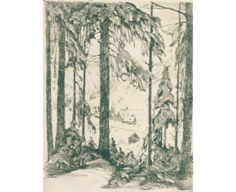 Jensen, Alfred: (1859 Randers/Dän. - Hamburg 1935). Original Radierungen. 25 Bl. Radierungen in Umlauf-Mustermappe Weihnachte