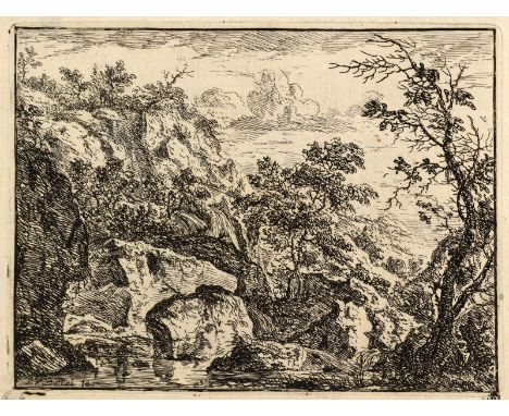 Bemmel, Peter von: (1685 Nürnberg - 1754 Regensburg). Einsame Gebirgsgegend. Aus: Gebirgige und waldige Landschaften (6 Bll.)