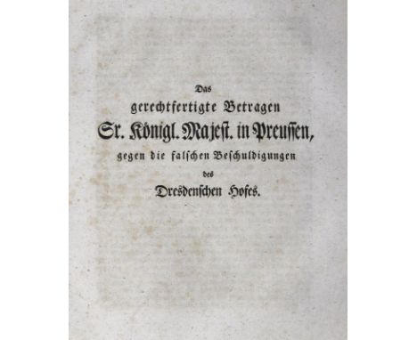 Siebenjähriger Krieg.: Sammlung von 3 Flugschriften. Jwls. ausgebunden. Kl.4°.  ╔Enthält: Circular-Rescript╗ So Ihro Römisch-