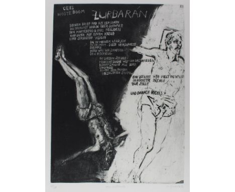 Hachulla, Ulrich: (1943 Heydebreck, lebt in Leipzig). Zu: Cees Nootteboom Zurbarán. Radierung bei Impressit Rössler Hohenossi