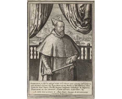 Andreas, Erzherzog von Österreich.: Kupferstich. Blgr. 20,2 x 14,1 cm. 1599. Mit Namenszug i.d.Pl. Mit schmalem Rändchen. Unt