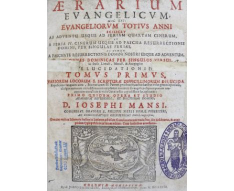 Vier: Schriften Theologie in lat. Sprache in 5 Bdn. Kl.4°. Ldrbde. d. Zt. (3) u. Prgtbde. d. Zt. mit Bibl.-Rckn. u. -Deckelsc