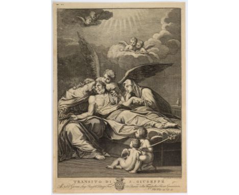 Cechi, Giovanni Battista: (1748/49 - nach 1819). Transito di S. Giuseppe. Kupferstich. 1804. Blgr. 34 x 23,5 cm. Plgr. ca. 32