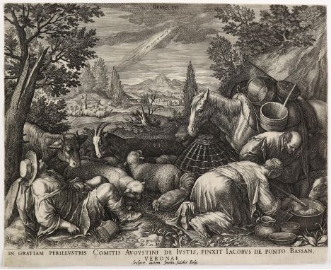Sadeler, Johannes I: (1550 Brüssel - um 1600 Venedig). Gottes Aufruf an Abraham nach Canaan zu gehen. Kupferstich. 1570 -1608