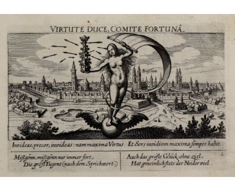 Breslau.: "Bressla". Gesamtansicht. Dplblgr. Holzschnitt aus Schedel, 1493. Ca. 23 x 52,5 cm. Unter Passep. u. Glas gerahmt (