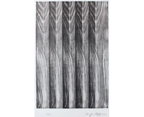 Assfalg, Siegfried: (1926 Rohrdorf bei Horb - Biberach 2014). Geometrisch-organische Komposition 90/902. Holzstrukturdruck au