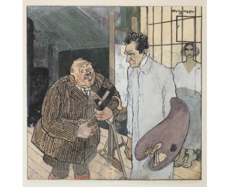 Wagner, Wolfgang: (1884 Furth im Wald - München 1931). "Maler". Aquarell. 19./20. Jhdt. 19,1 x 19,4 cm. Auf Papier mont. Aus 