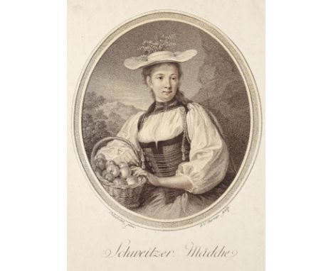 Durmer, Franz Valentin: (1766 Wien 1835). Schweizer Mädchen. Tonlithographie im Oval nach F.Ödenhainz. Ca. 18 x 15,5 cm, mit 