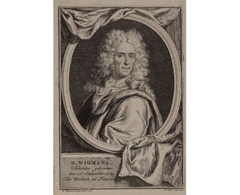 Wigmanas, Gerard.: Selbstportrait aus dem Jahr 1721. Kupferstich. 1727. Mit Namenszügen u. dat. i.d.Pl. Blgr. 18,2 x 12,5 cm.