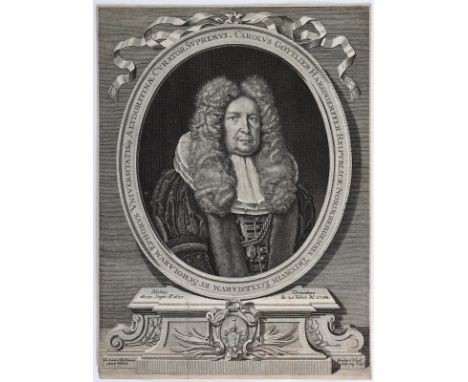 Harsdorfer, Gottlieb Karl.: Kupferstich v. Bernhard Vogel n. Johann Leonhard Hirschmann. Um 1708. Blgr. ca. 35,7 x 26 cm. - F