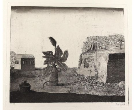 Baumgartl, Moritz: (1934 Frühbuss - lebt u. arbeitet in Stuttgart). Ohne Titel. Radierung, 1972. Plgr. ca. 23,5 x 27,5 cm, Bl