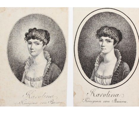 Bayern, Königin.: Karolina/Karoline von Bayern. Anonyme Lithographie in doppelter Ausführung, möglicherweise von Ferdinand Sc