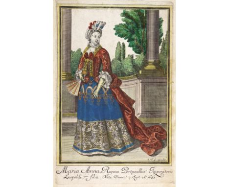 Maria Anna, Königin von Portugal.: Maria Anna, Regina Portugallia Imperatoris. Handkol. Kupferstich mit goldfarbenen Höhungen