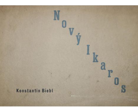 Biebl,K.: Novy Ikaros. Prag, Aventinum 1929. Qu.4°. Mit rad. Front. v. Frantisek Muzika. 73 S., 1 Bl. Läd. Obrosch. (Rckn. be