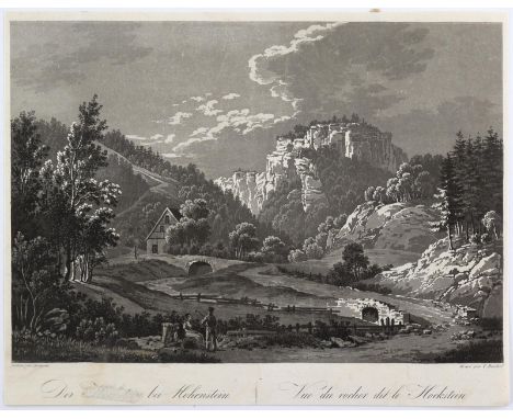 Rordorf, Conrad Casper: (1800 Zürich - Round Top 1847). Der Hockstein bei Hohenstein. Aquatintaradierung n. Arrigoni. 20,5 x 