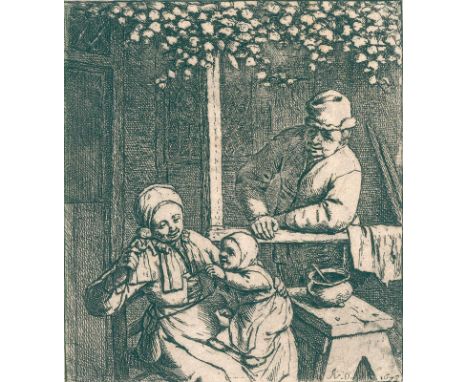 Ostade, Adriaen van: (1610 Haarlem 1684). Die verlangte Puppe. Radierung u. Kaltnadel 1679, spät. Abzug auf Velin (19. Jh.). 