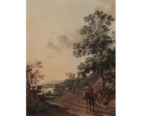 Cockburn, Ralph: (1816 - 1820 in Dulwich aktiv). Weg am Meer entlang. Aquatintaradierung n. Jan Both. Um 1820. 23 x 17,8 cm. 