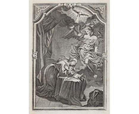 Heylbroeck, Michael: (1635 Ghent - bei Brecia 1733). Jesus am Kreuz. - Verkündigung der Empfängnis Jesu an Maria. 2 Kupfersti