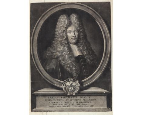 Glock, Esaias Philippus.: Mezzotinto v. Elias Christoph Heiss n. Johann Philipp Furich. 17./18. Jhdt. Mit Namenszügen i.d. Pl
