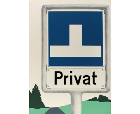 Corradini, Bignia: (1951 Zürich). Privat. Serigraphie. Blgr. ca. 70 x 50 cm. Sign. u. dat. unten li. u. re. Verso mit Widmung