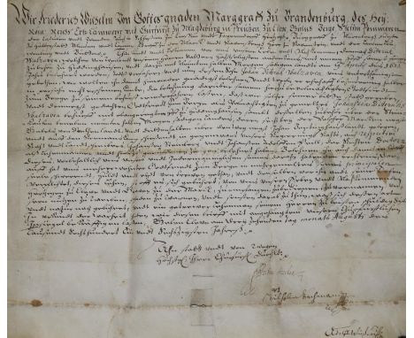 Friedrich Wilhelm,: Markgraf zu Brandenburg und Kurfürst etc. Lehensbrief für Johann Dieterich Walraven über den schon von se