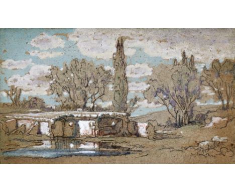 Zielcke, Julius: (1826 Danzig - Rom 1907), zugeschrieben. Hadriansvilla bei Tivoli. Aquarellierte Zeichnung, tls. gehöht. Um 