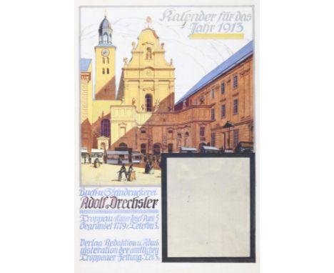 Assmann, Richard: (1887 Troppau - Fürstenhagen 1965). "Buch- u. Steindruckerei Adolf Drechsler": Kalenderentwurf. Aquarell üb