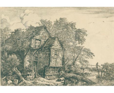 Ruisdael, Jacob Isaackszoon: (um 1628/29 Haarlem - Amsterdam 1682). Die kleine Brücke. Radierung auf Bütten. 1649 - 1651. Blg
