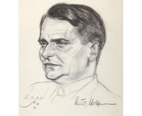 Stumpp, Emil: (1886 Neckarzimmern - Stuhm 1941). Kurt Hoffmann. Büste. Dreiviertelprofil von links. Kohlezeichnung auf transp