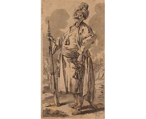 Klein, Johann Adam: (1792 Nürnberg - 1875 München). Der Janitschar. Aquatinta, Radierung nach Le Prince. 1809. Plgr. 16 x 8,5