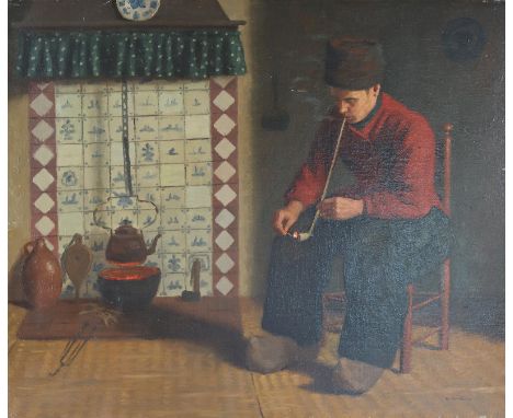 Gdanietz, Wilhelm: (1893 Mainz - Düsseldorf 1969). Friesischer Fischer mit Pfeife. Öl auf Lwd. auf Keilrahmen genagelt. 50 x 
