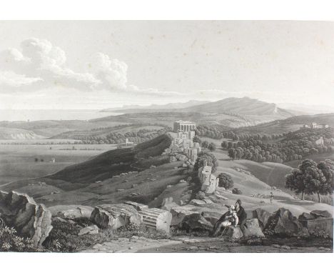 Agrigent.: Vue des murs d'Agrigente prise du Temple de Junon Lucine. Aquatintaradierung v. Bennet n. Bosselier n. einer Skizz