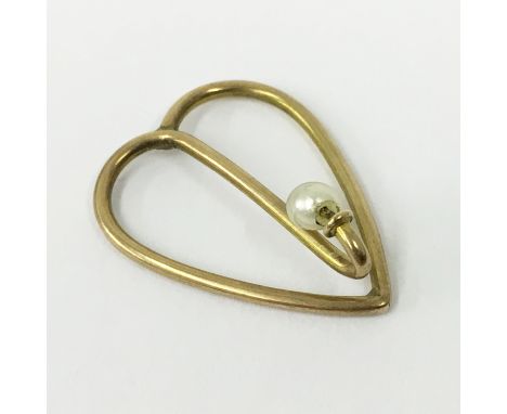 9 CT. GOLD PEARL LADIES BOOK PAGE CLIP MARKER - ART DECO