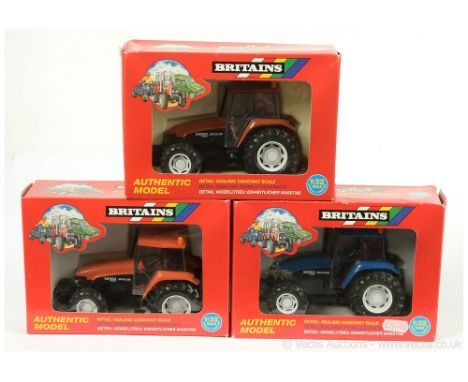 Britains group (1) 9490 Fiat M160 Tractor - Brown, black, white hubs, Driver figure (2) 9490 similar but Orangey brown (3) 94