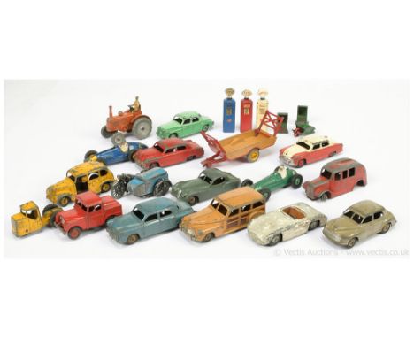 Dinky unboxed group to include Austin taxi - Yellow, Land Rover - rescue vehicle - red, 301 Field marshal Tractor 320 Halesow