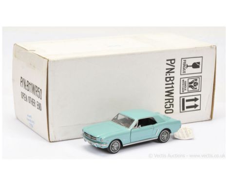 Franklin Mint 1:24 Scale B11WR50 1964 Ford Mustang Hardtop - Metallic turquoise, black interior, chrome trim - Near Mint with