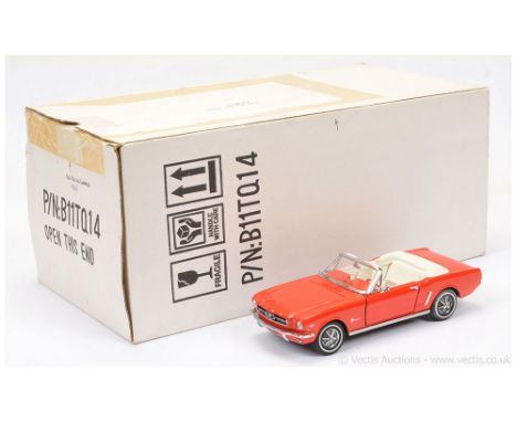 Franklin Mint 1:24 Scale B11TQ14 1964 Ford Mustang Convertible - Red, white interior, chrome trim - Near Mint (faint marks to