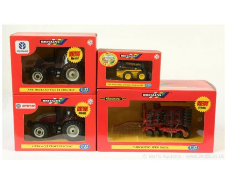 Britains group (1) 40804 Steyr 6135 Profi Tractor - Red, grey (2) 40848 New Holland TS135A Tractor - Blue (3) 40510 New Holla