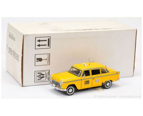Franklin Mint 1:24 Scale B11XV59 The Checker Taxi Cab - Yellow, checker pattern, grey interior, chrome trim - Near Mint with 