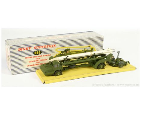 Dinky Military 666 Missile Erector Vehicle with Corporal Missile &amp; Launching Platform - military green including hubs, wh