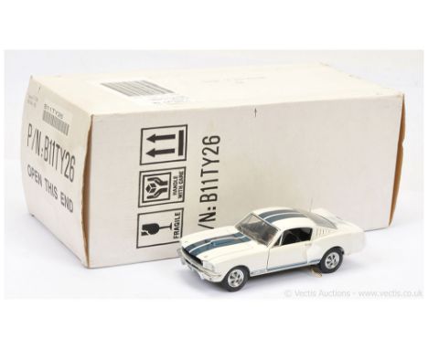 Franklin Mint 1:24 Scale B11TY26 1965 Shelby GT350 Mustang - White, blue body stripes, black interior, chrome trim - Near Min