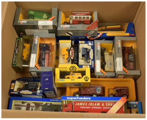 A group of Corgi to include 61207 a Delivery Van "Pickfords Removals &amp; Storage", 59509 Scania Curtainside "James Irlam", 