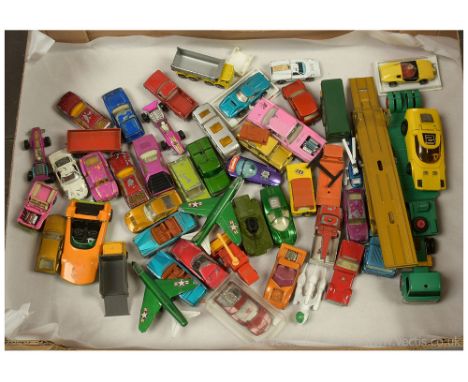 A unboxed group of mostly Matchbox models to include Matchbox King Size K-11 DAF car transporter, Speed kings K-21 Bertone ru