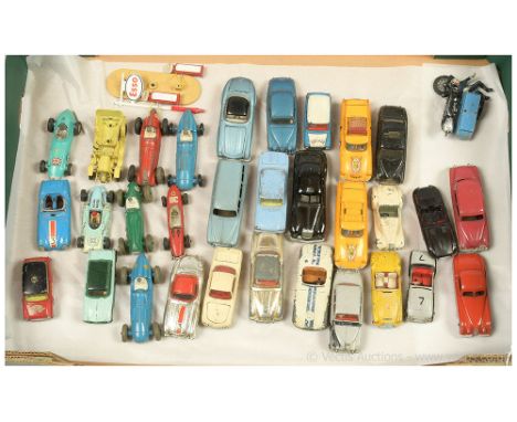 A unboxed diecast group to include Dinky 173 Studebaker - Two tone cream / red, 157 Jaguar - red with silver trim, 403 Peugeo